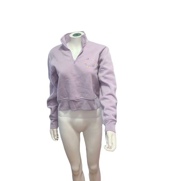 Brooklyn Cloth Light Purple Quarter Zip Pullover Sweater SELF LOVE CLUB L - Picture 2 of 5